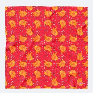 freespirit model scarf in red with birds spread out