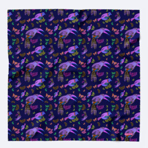 pañuelo de seda con pájaros ilustrados