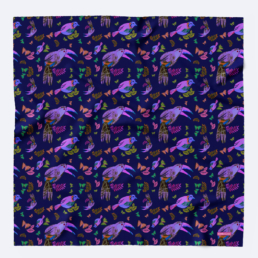 pañuelo de seda con pájaros ilustrados