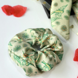 green natural silk scrunchie made in Spain
