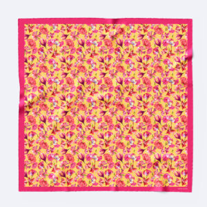 pañuelo de seda beauty de bonito mundo ilustrado con flores, extendido