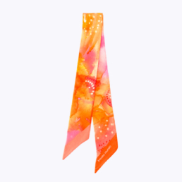 silk skinny scarf with hand-painted print