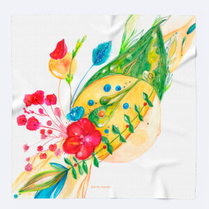 pañuelo de seda Firy con hada ilustrada