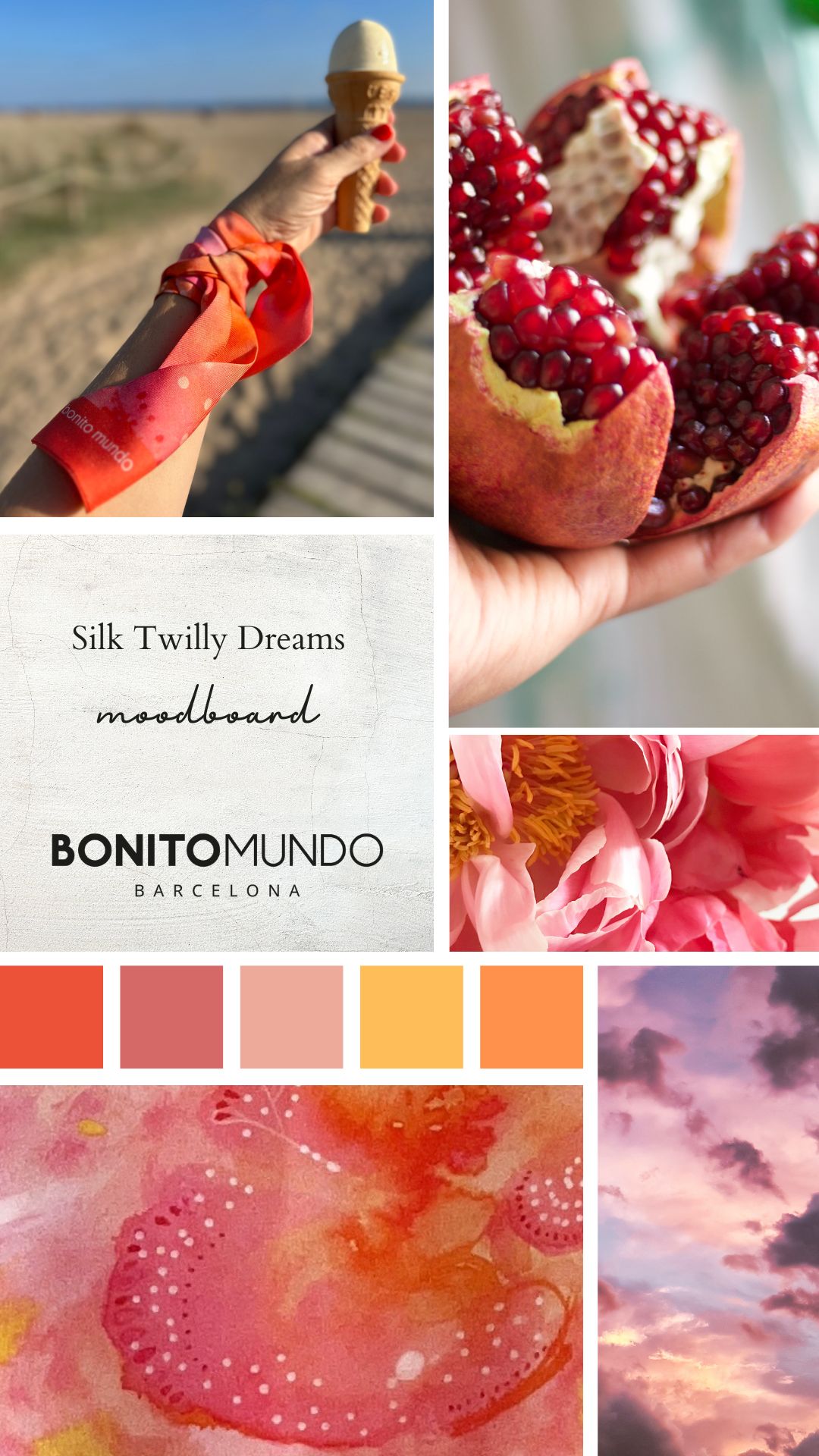 inspiration panel for the Dreams skinny silk scarf by Bonito Mundo