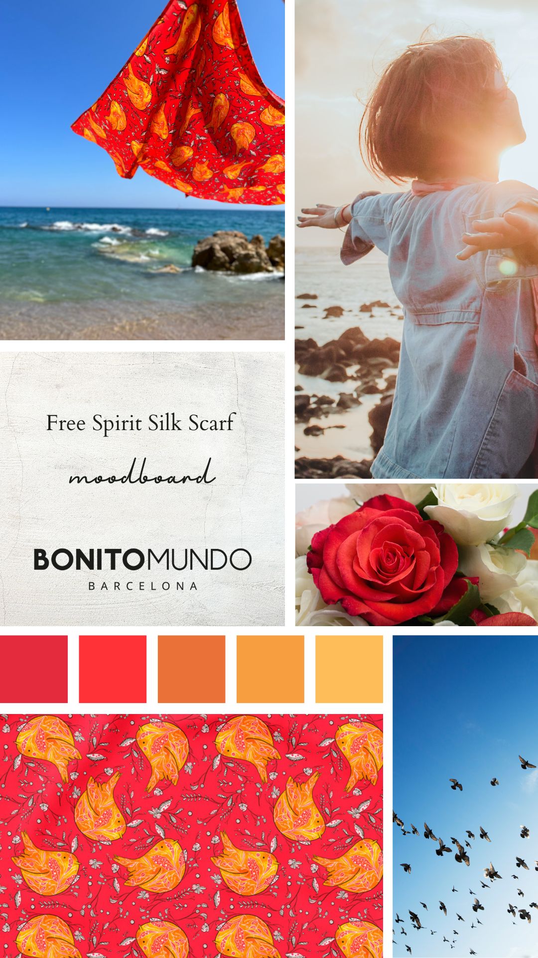 inspiration panel for the Free Spirit silk scarf by Bonito Mundo