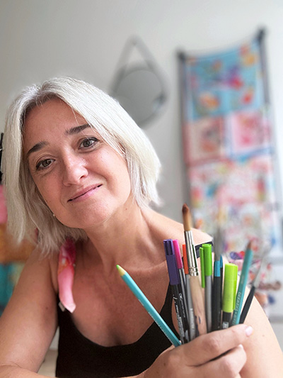 Estela Rivero in her painting studio