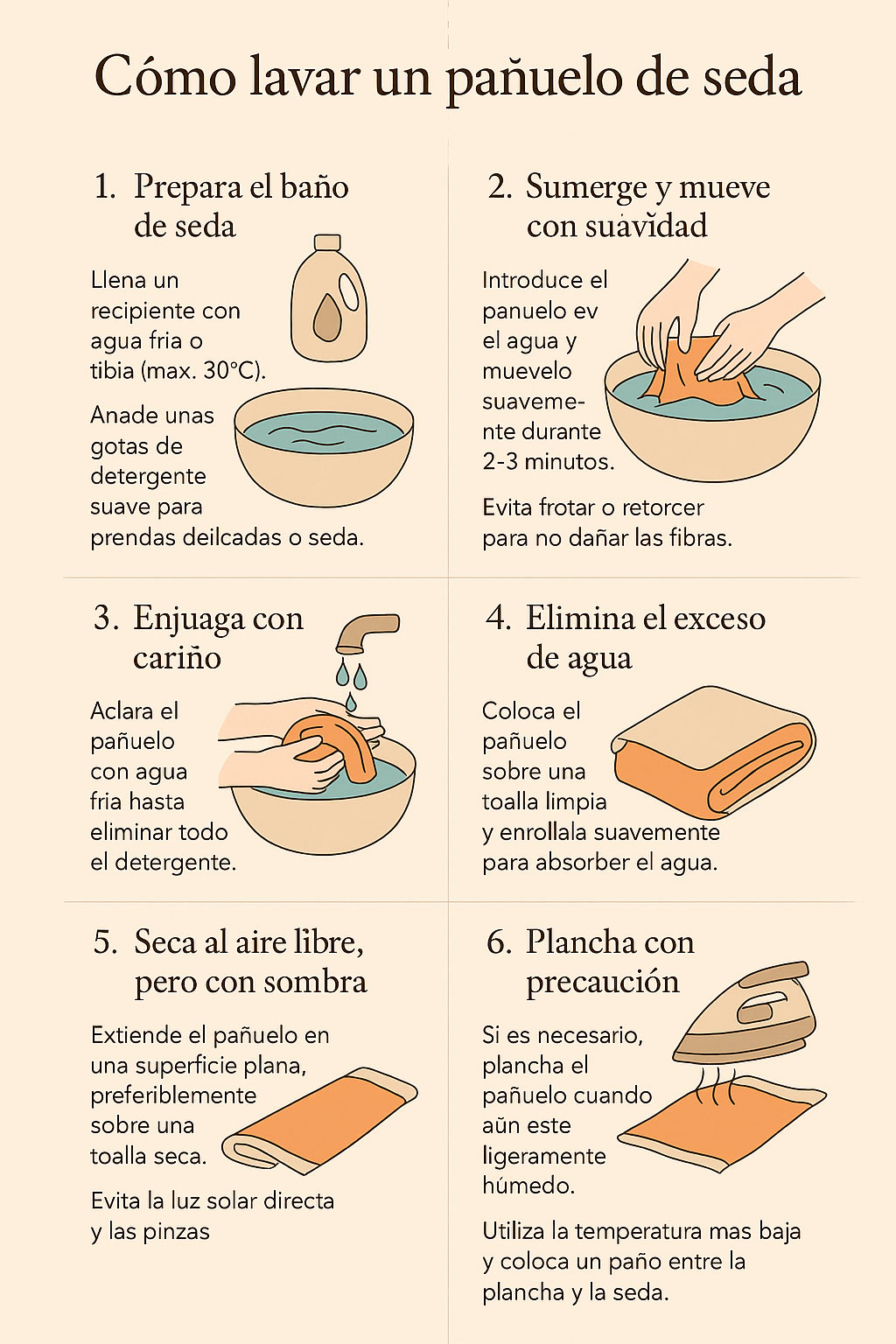 c&oacute;mo lavar seda paso a paso con gr&aacute;ficos