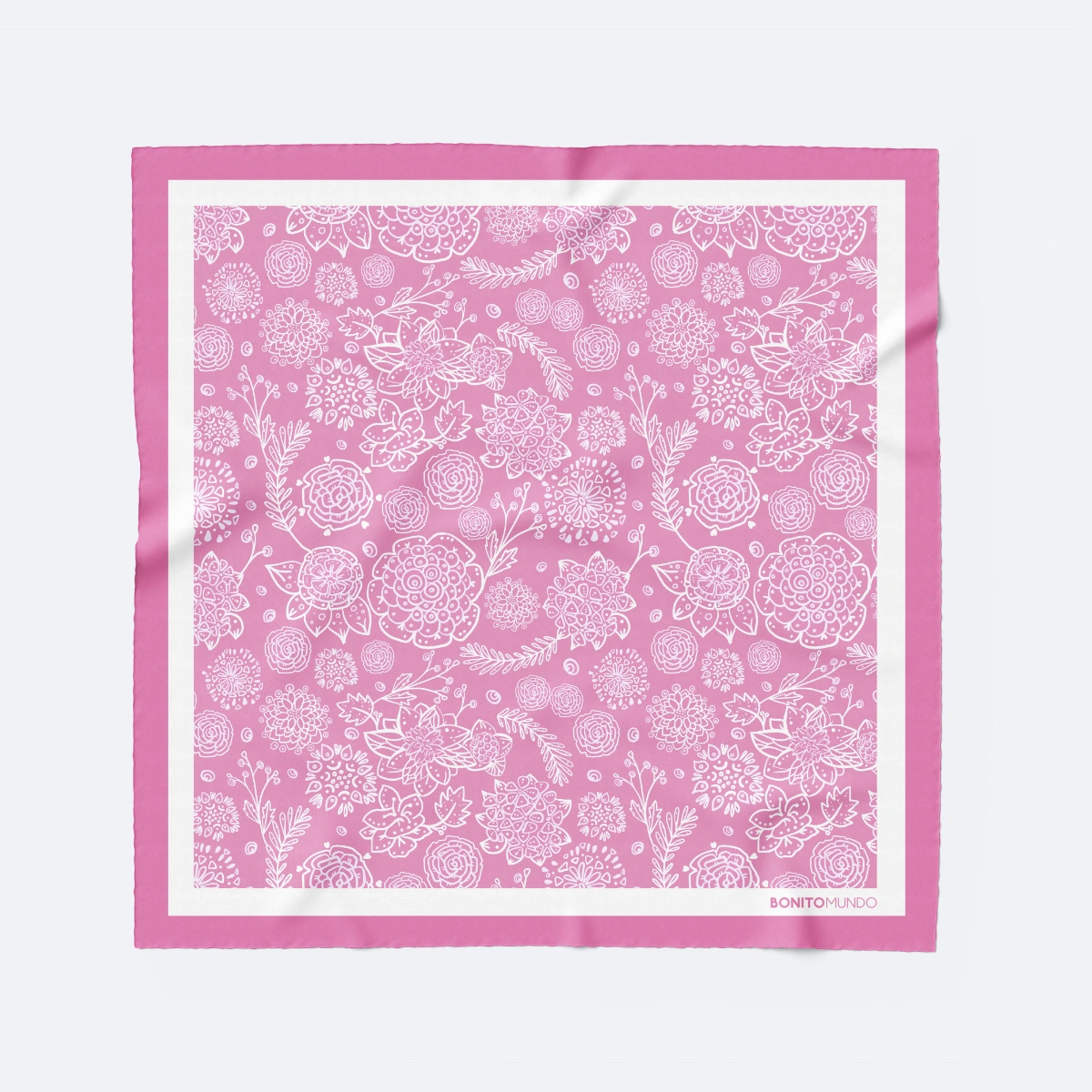 mini pañuelo de seda rosa para charm extendido