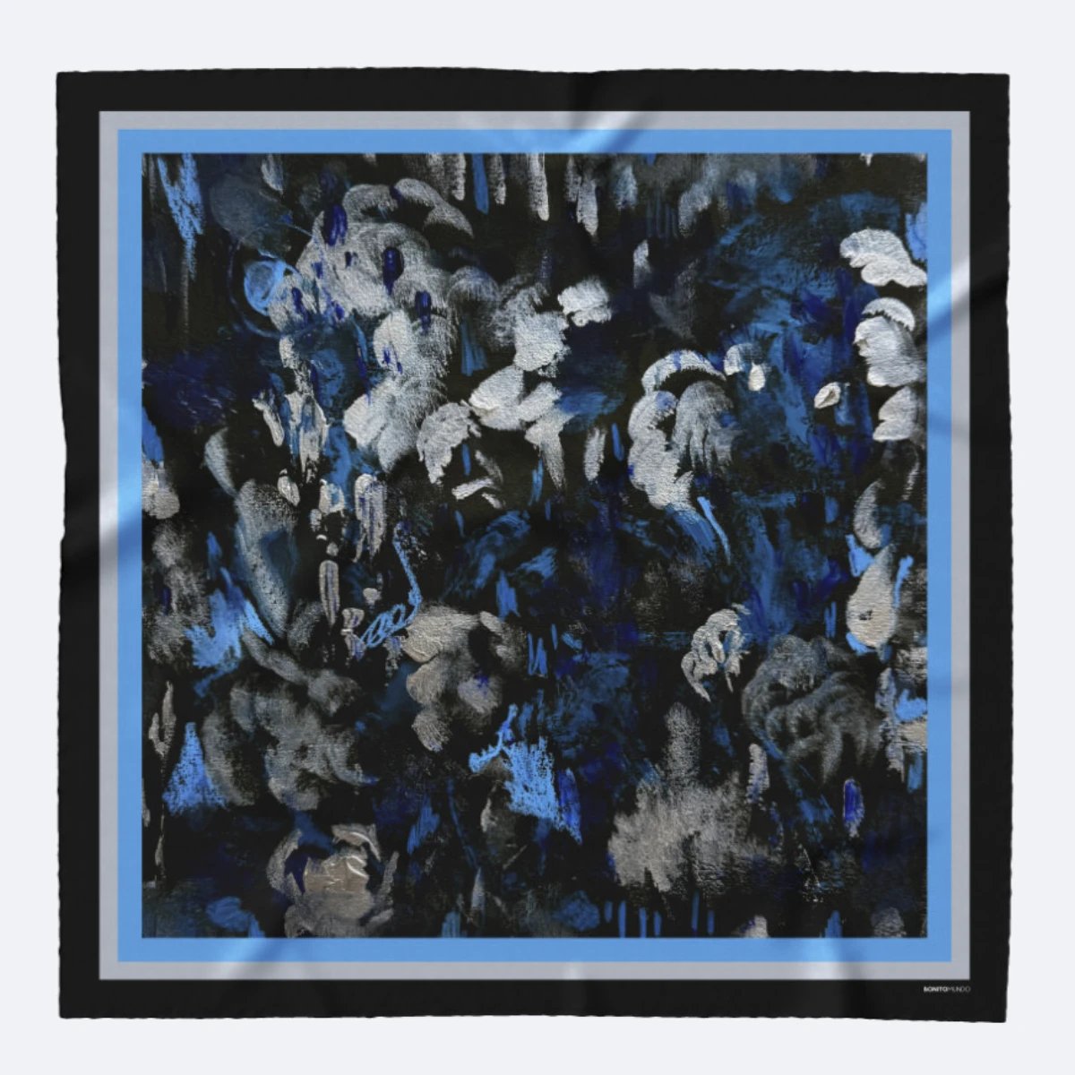 black silk scarf created from artwork