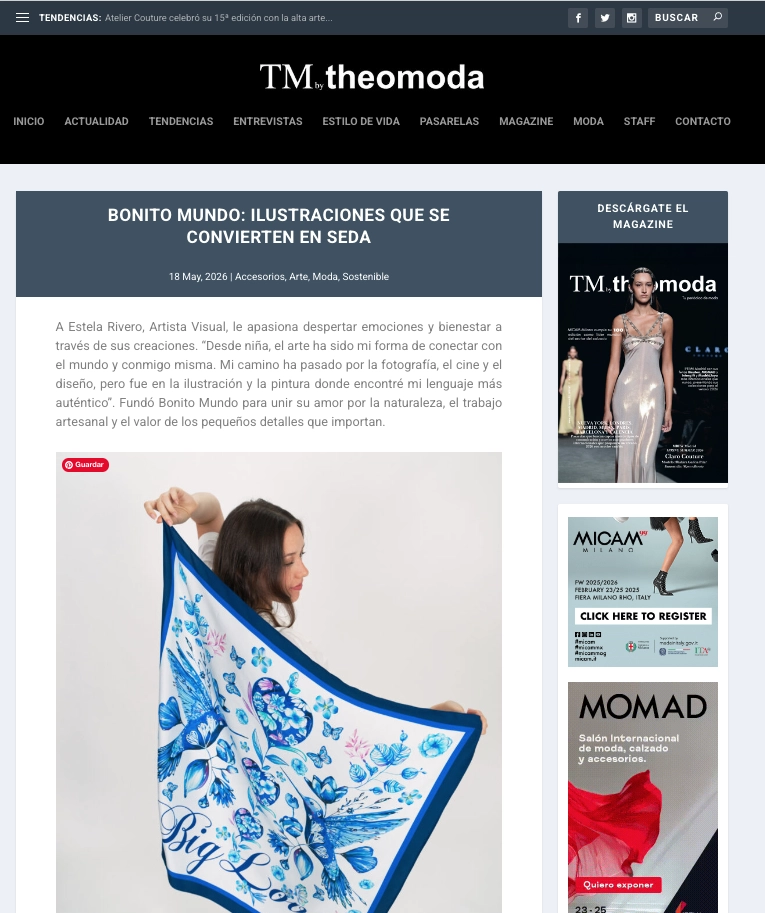 Bonito Mundo in a press article in Theomoda