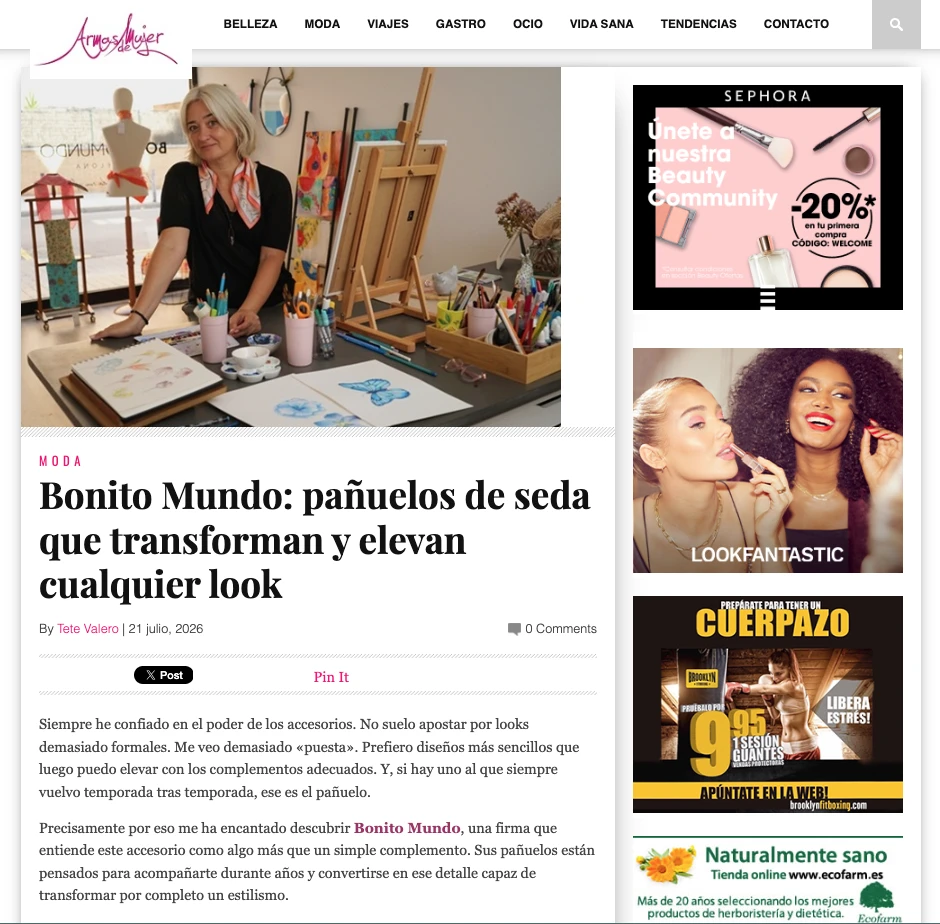 articulo sobre Bonito Mundo publicado en Armas de Mujer